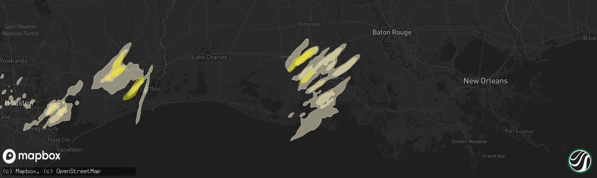 Hail map in Abbeville, LA on March 29, 2017