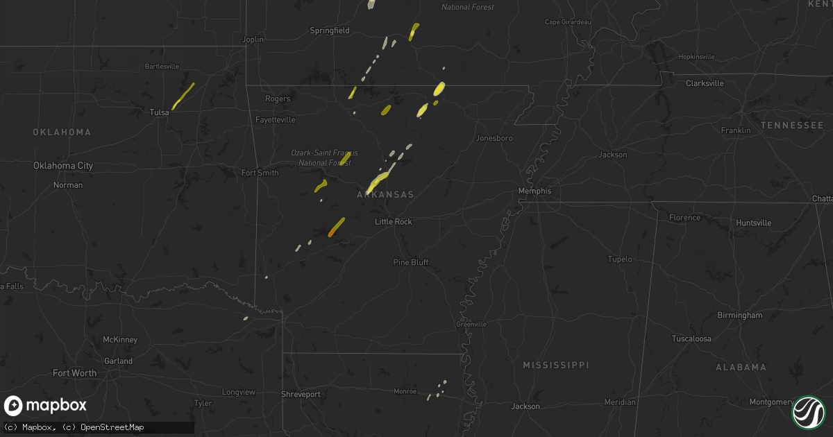Hail map in Arkansas on March 29, 2017