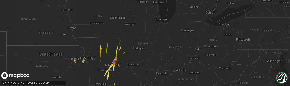 Hail map in Illinois on March 29, 2017