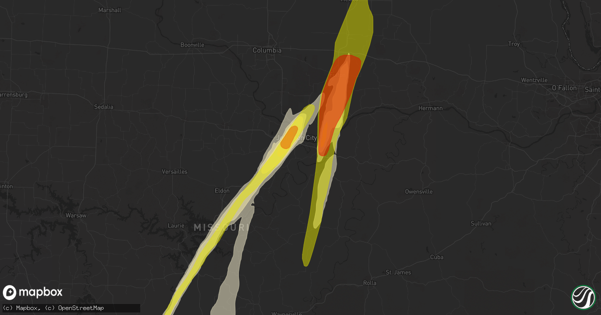 Hail map in Jefferson City, MO on March 29, 2017