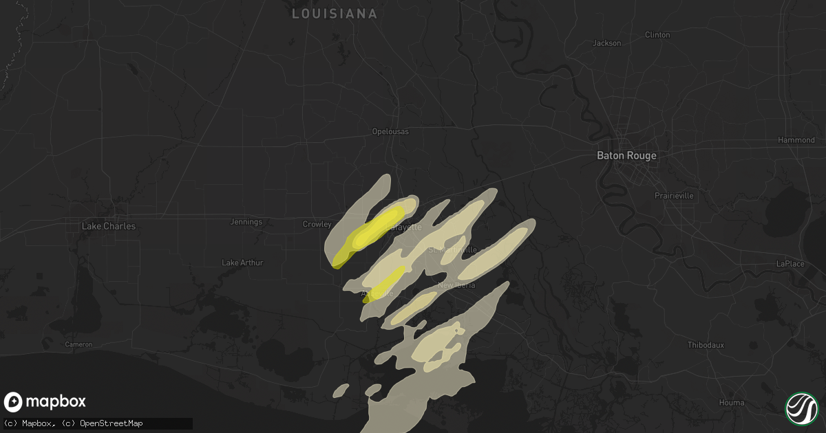 Hail map in Lafayette, LA on March 29, 2017