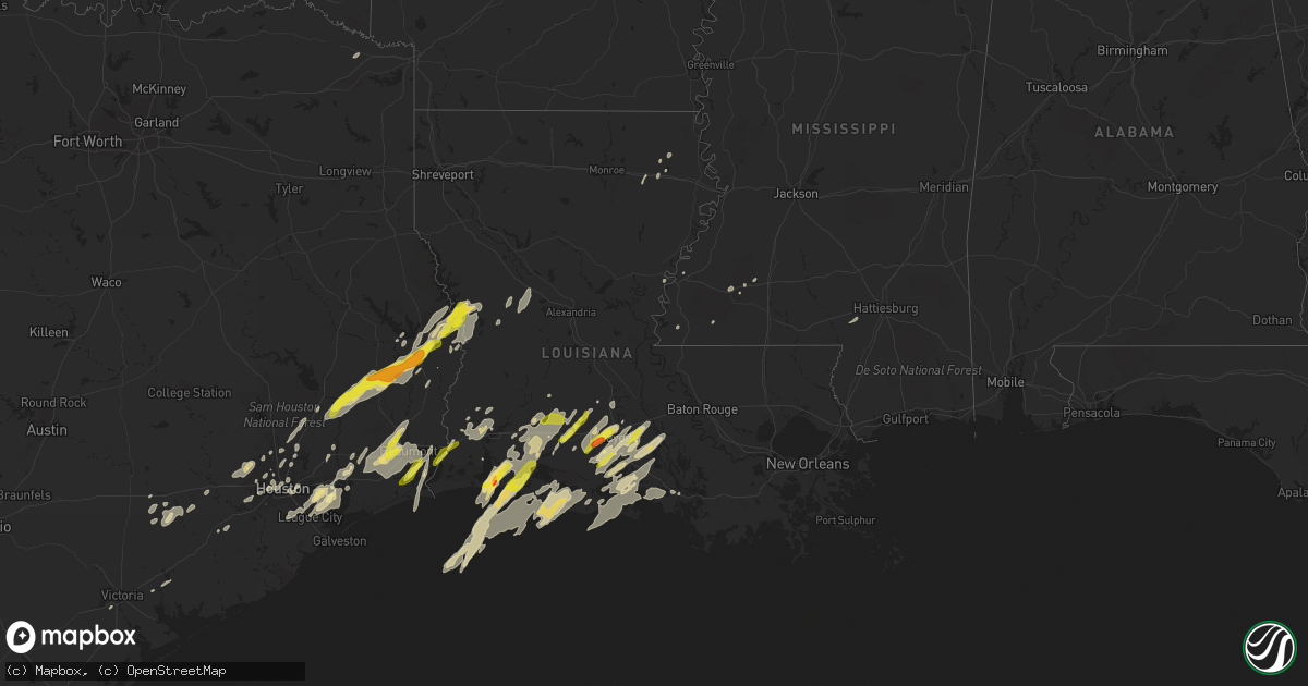 Hail map in Louisiana on March 29, 2017