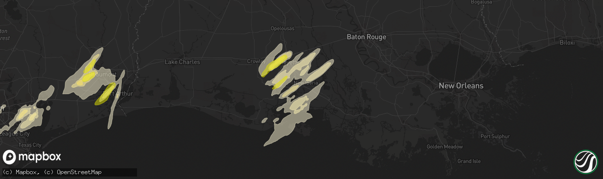 Hail map in New Iberia, LA on March 29, 2017