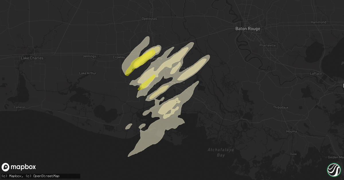 Hail map in New Iberia, LA on March 29, 2017