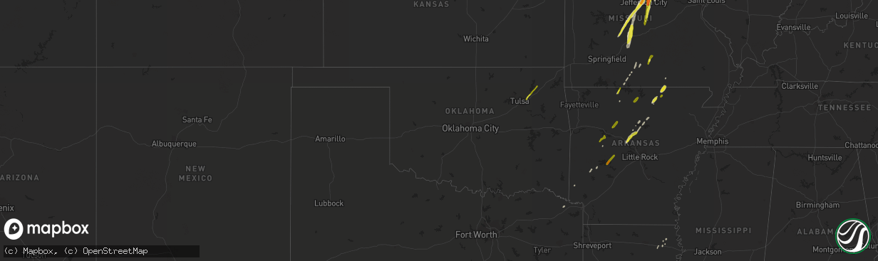 Hail map in Oklahoma on March 29, 2017