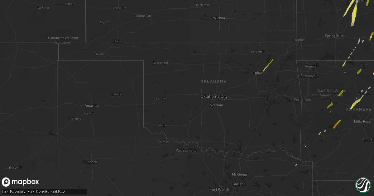 Hail map in Oklahoma on March 29, 2017