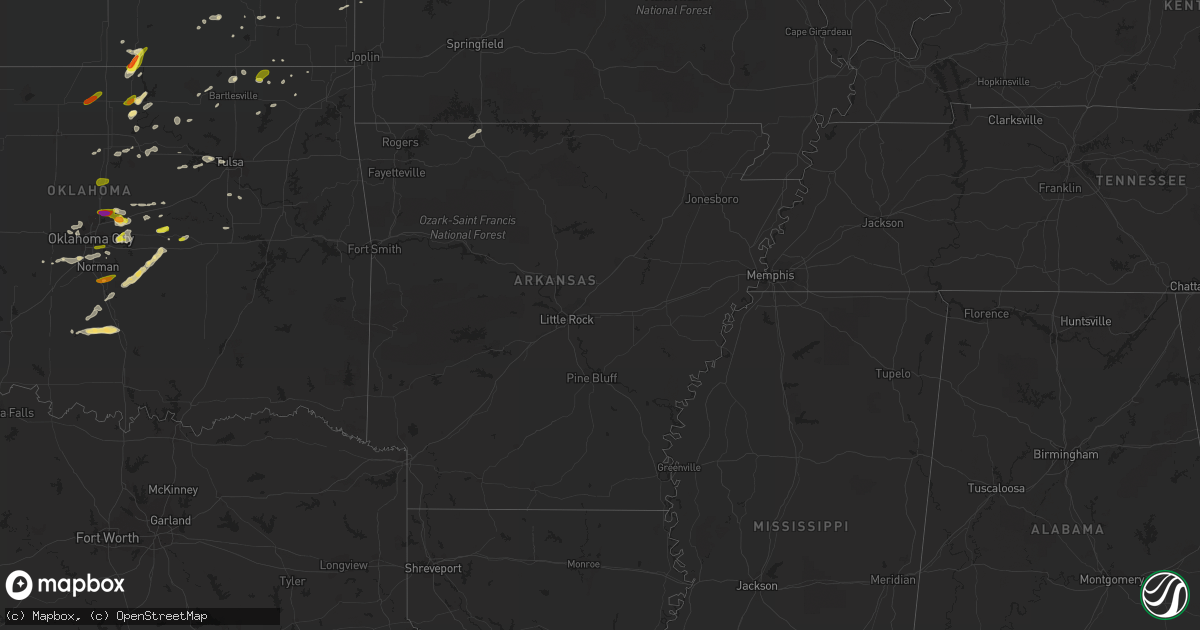 Hail map in Arkansas on March 29, 2019