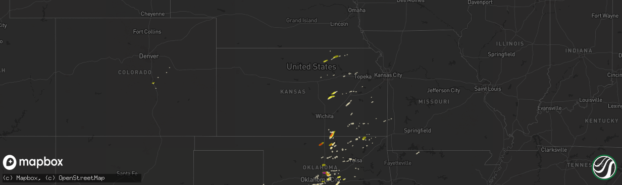 Hail map in Kansas on March 29, 2019