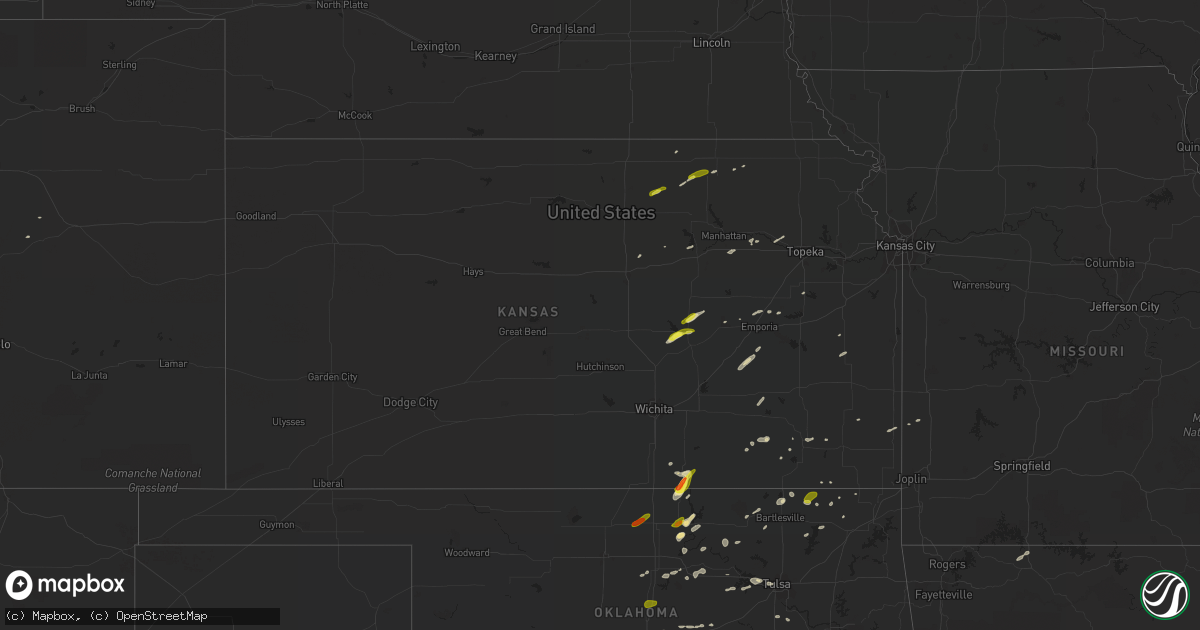 Hail map in Kansas on March 29, 2019