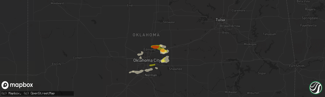 Hail map in Luther, OK on March 29, 2019