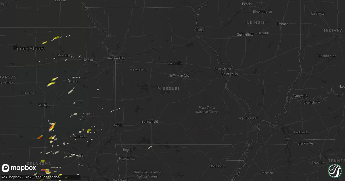 Hail map in Missouri on March 29, 2019