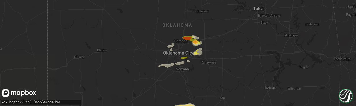 Hail map in Oklahoma City, OK on March 29, 2019