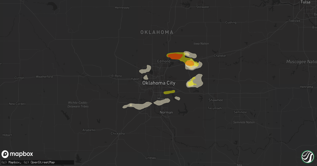 Hail map in Oklahoma City, OK on March 29, 2019
