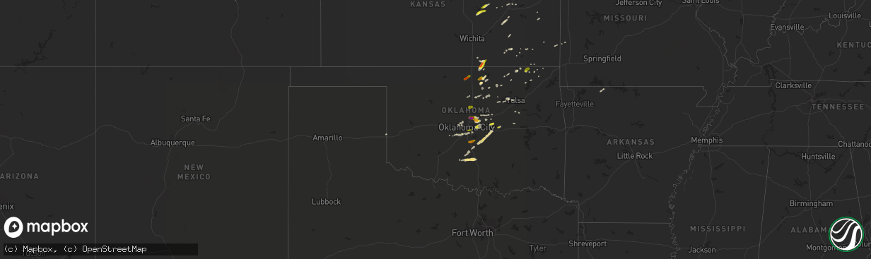 Hail map in Oklahoma on March 29, 2019