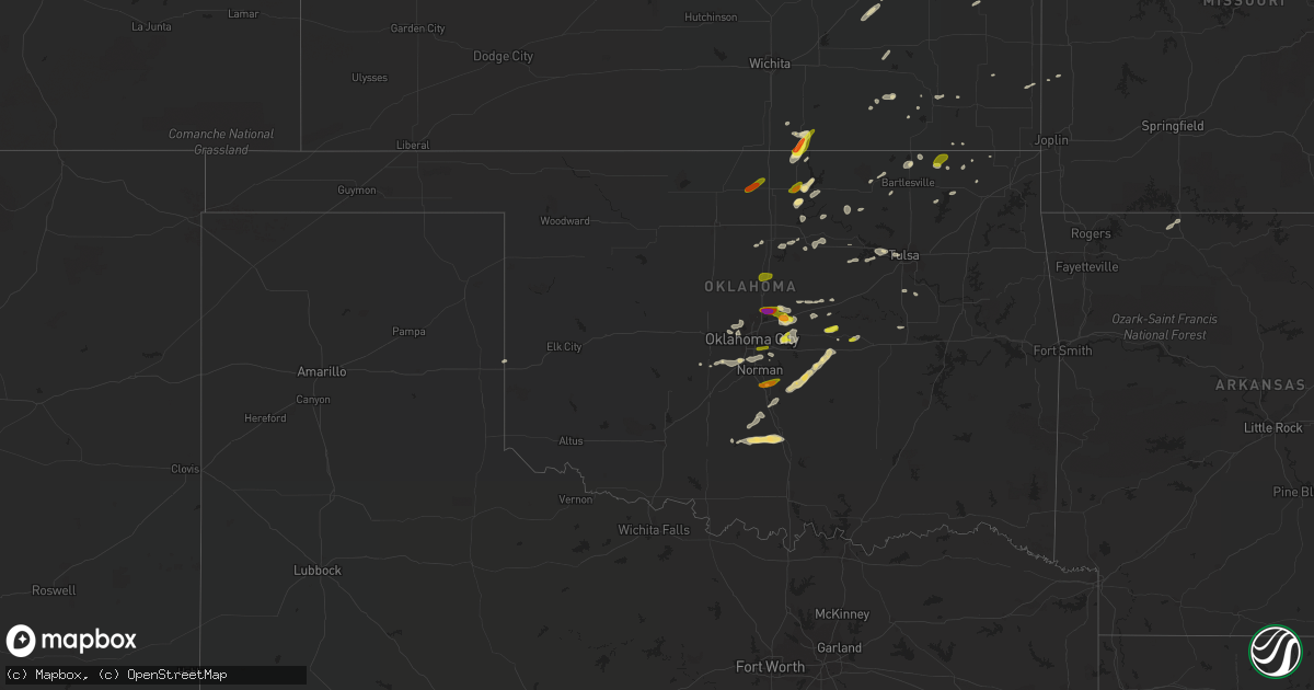 Hail map in Oklahoma on March 29, 2019
