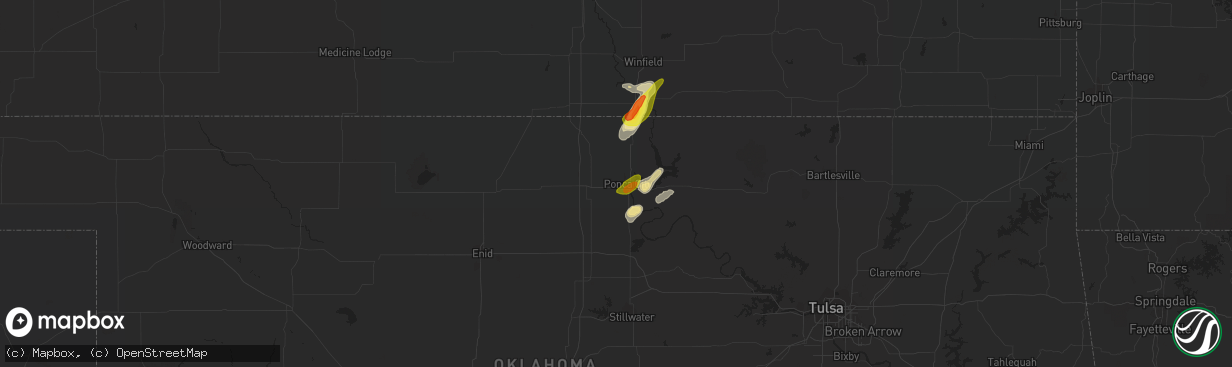 Hail map in Ponca City, OK on March 29, 2019