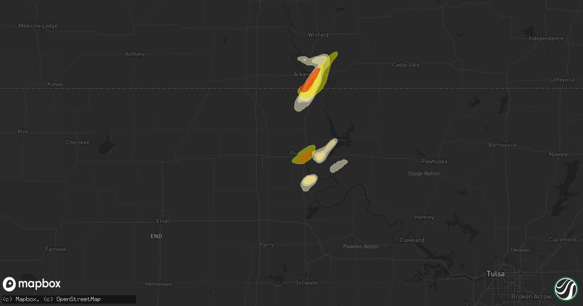 Hail map in Ponca City, OK on March 29, 2019
