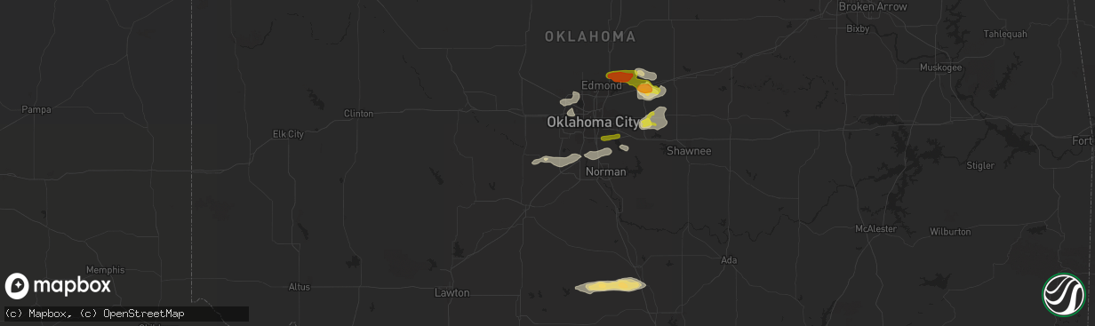 Hail map in Tuttle, OK on March 29, 2019