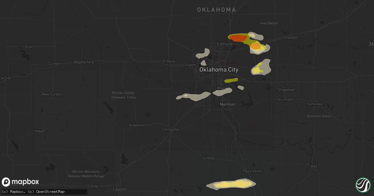 Hail map in Tuttle, OK on March 29, 2019