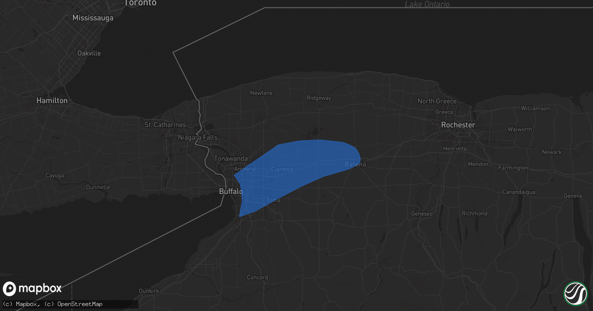 Hail map in Akron, NY on March 29, 2020