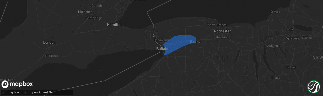 Hail map in Buffalo, NY on March 29, 2020