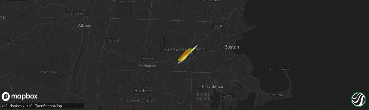 Hail map in Leicester, MA on March 29, 2020