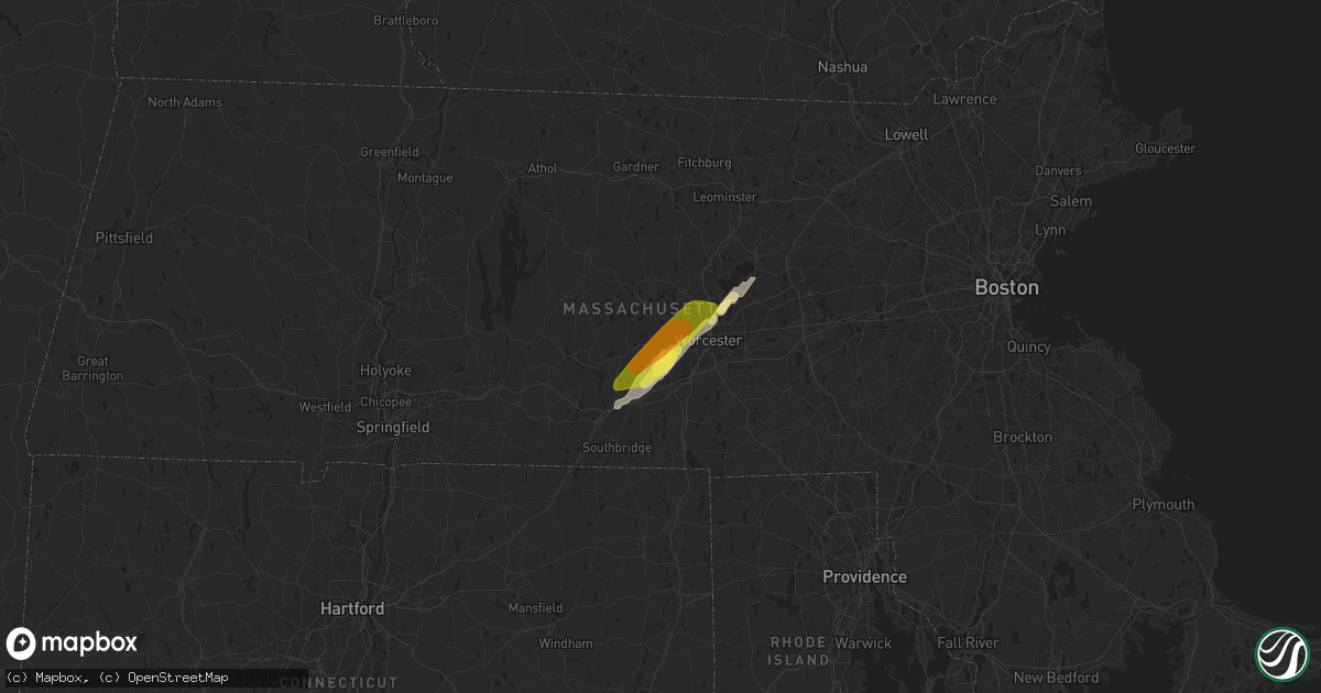 Hail map in Leicester, MA on March 29, 2020