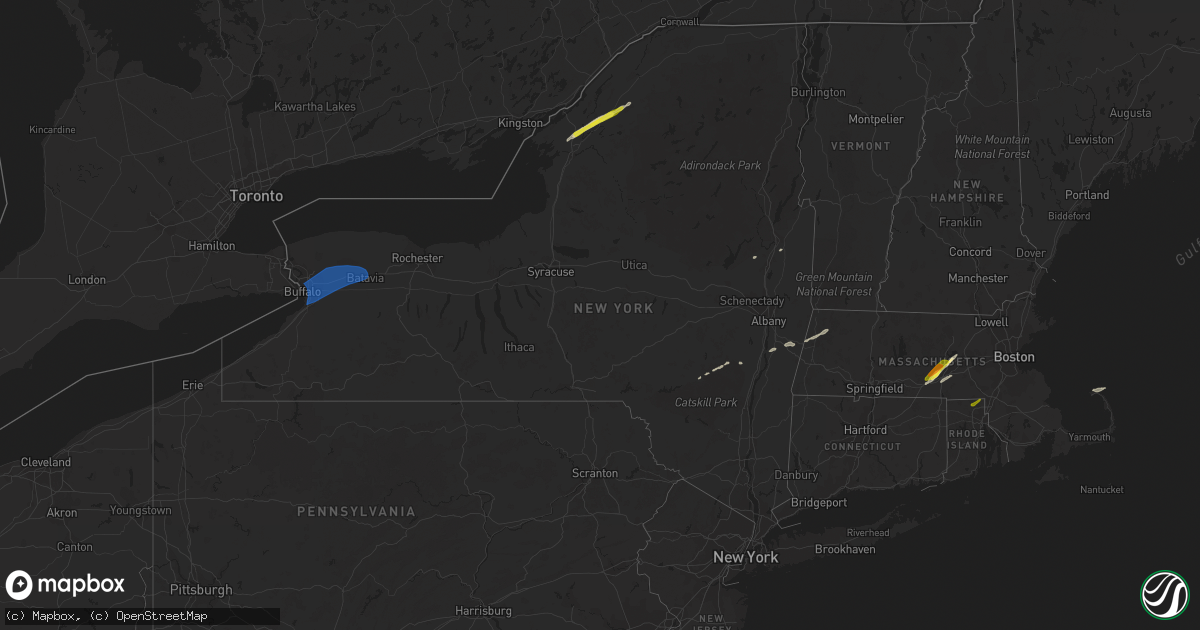 Hail map in New York on March 29, 2020