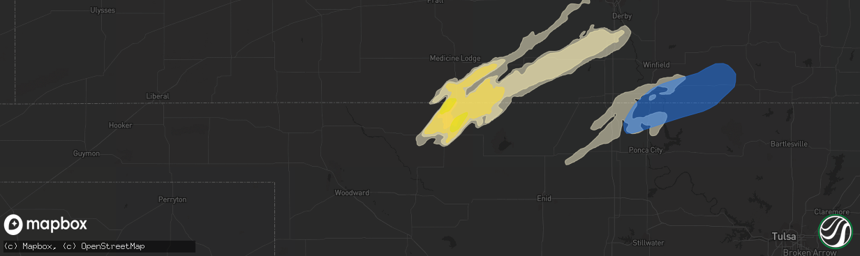 Hail map in Alva, OK on March 29, 2022