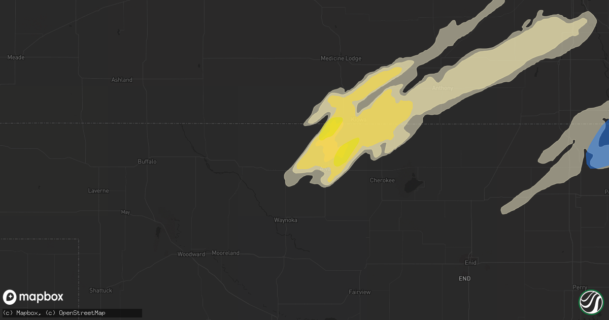 Hail map in Alva, OK on March 29, 2022