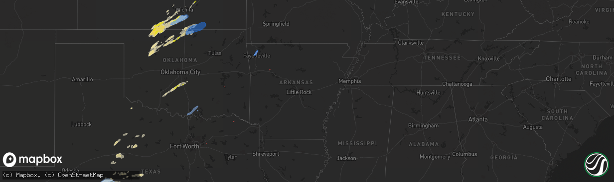 Hail map in Arkansas on March 29, 2022