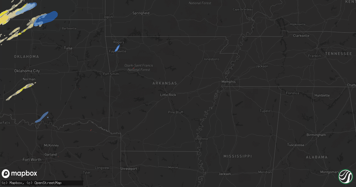 Hail map in Arkansas on March 29, 2022