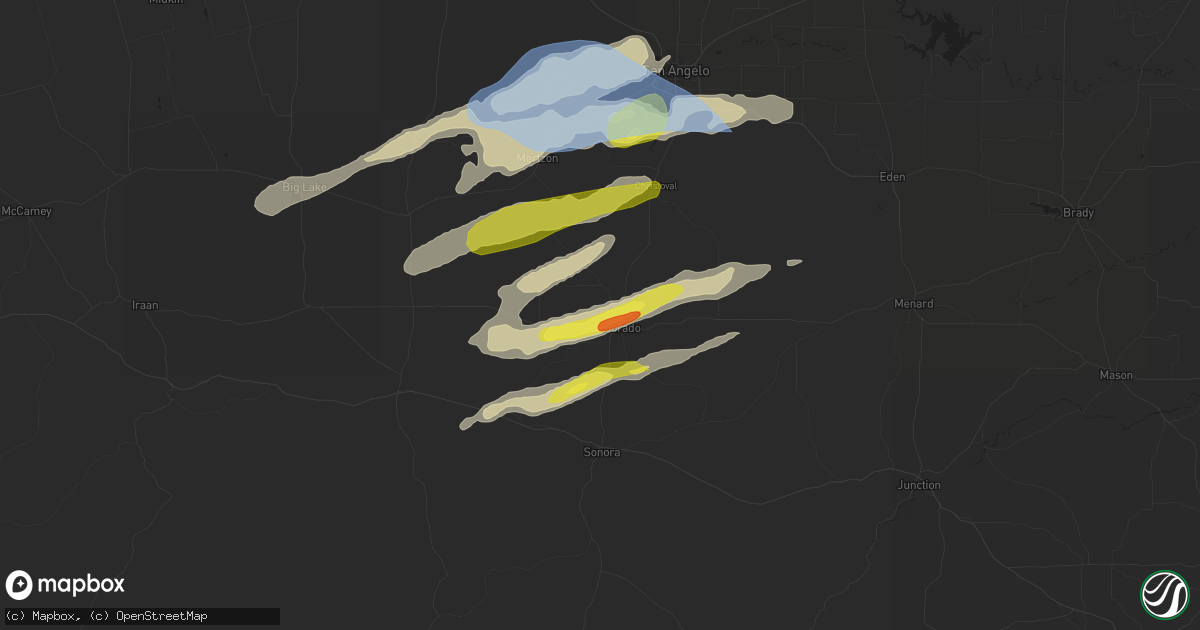 Hail map in Eldorado, TX on March 29, 2022