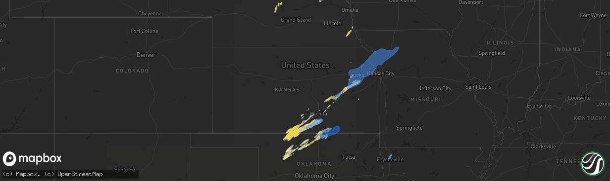 Hail map in Kansas on March 29, 2022