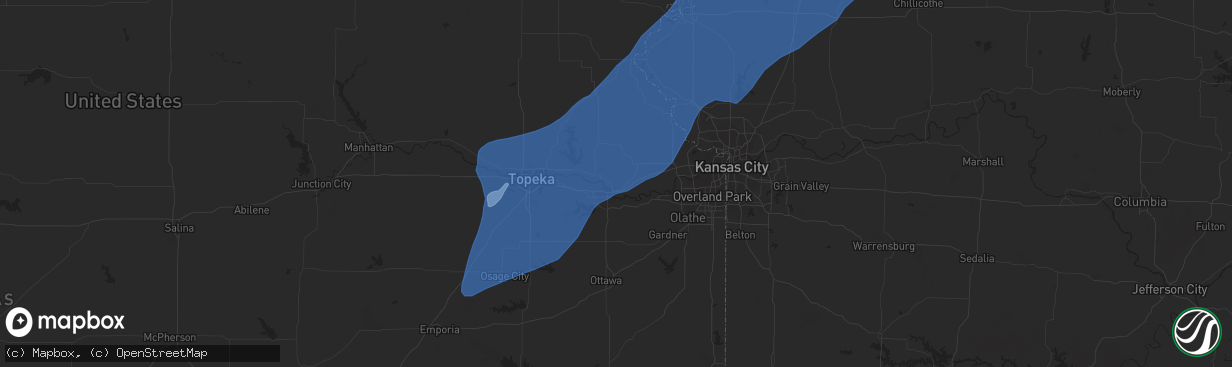 Hail map in Lawrence, KS on March 29, 2022