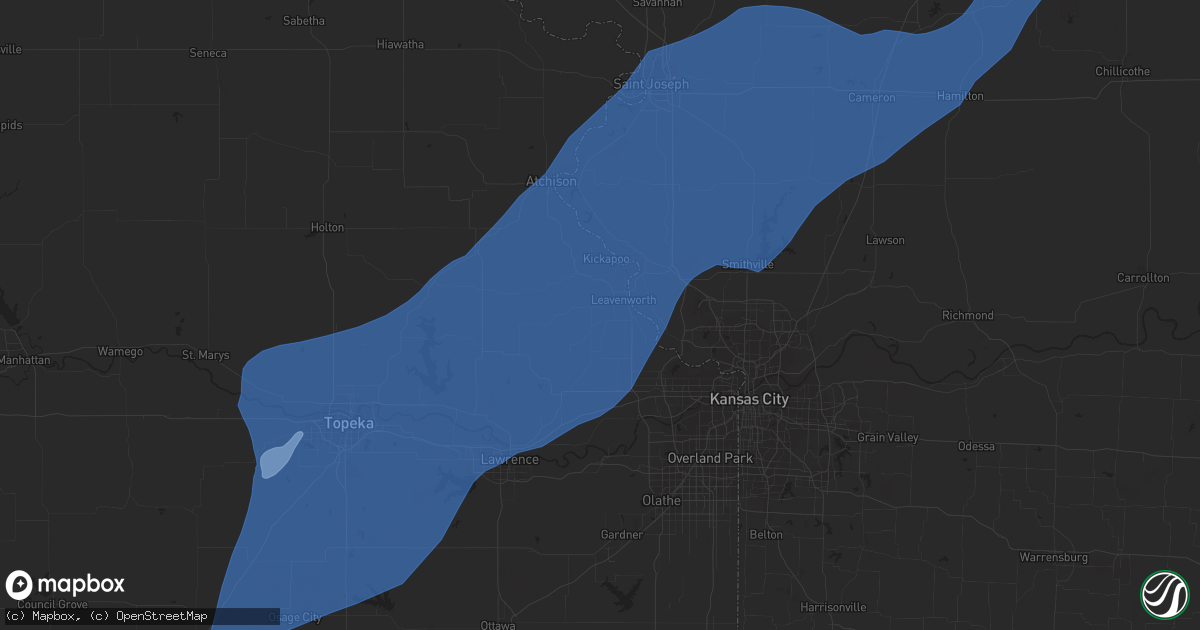 Hail map in Leavenworth, KS on March 29, 2022