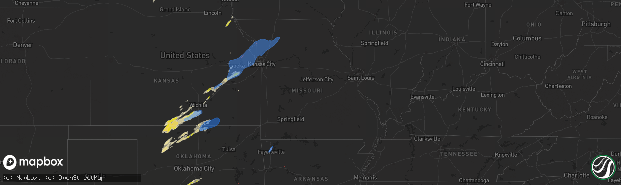 Hail map in Missouri on March 29, 2022