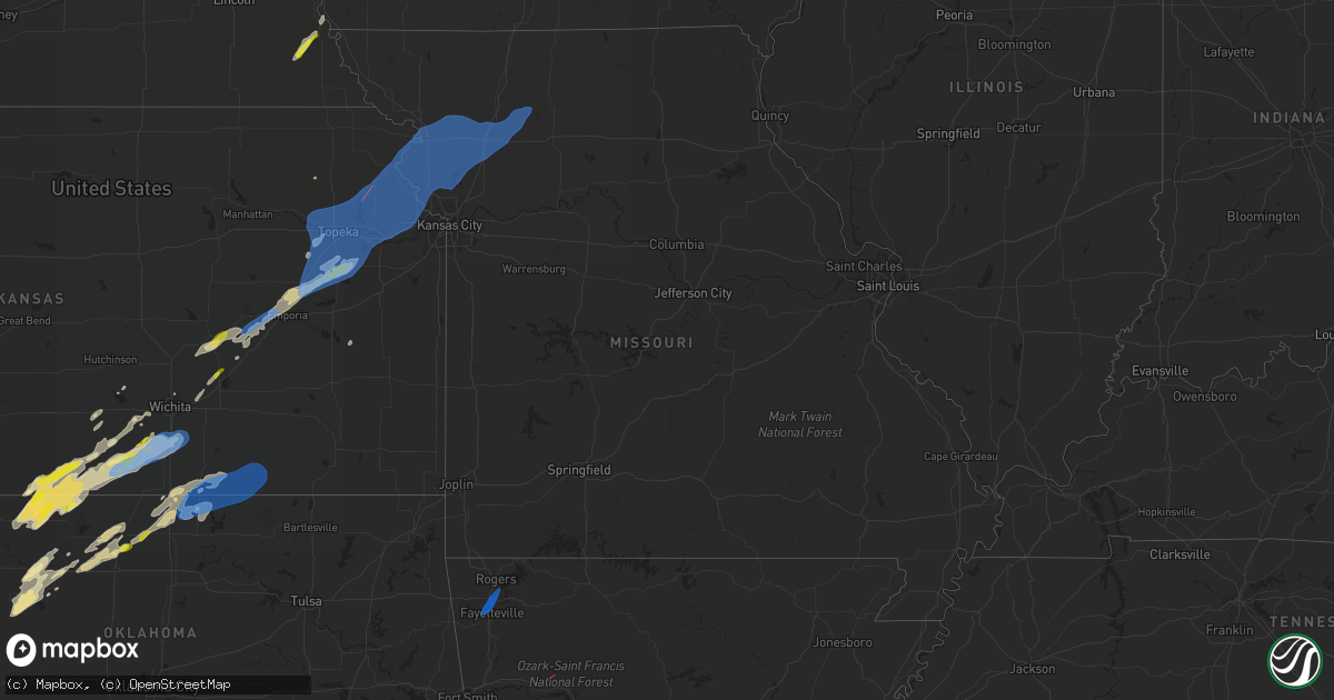 Hail map in Missouri on March 29, 2022