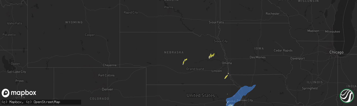 Hail map in Nebraska on March 29, 2022