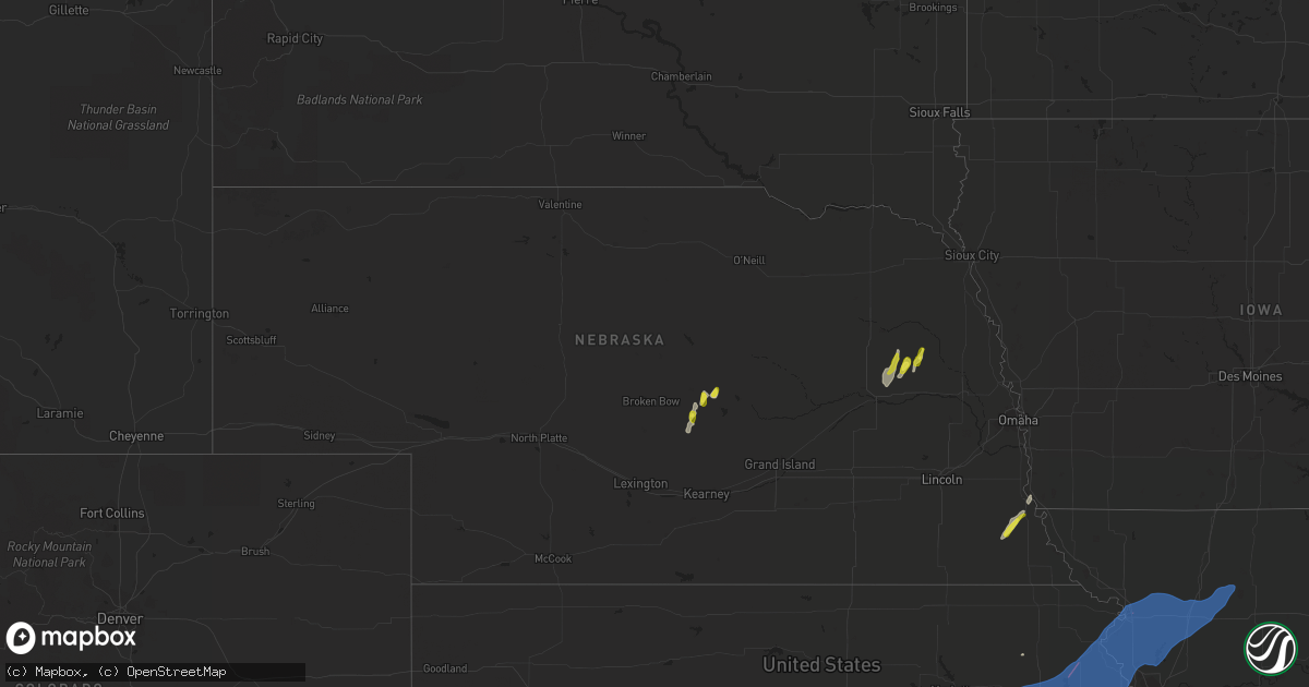 Hail map in Nebraska on March 29, 2022