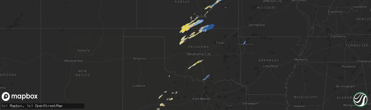 Hail map in Oklahoma on March 29, 2022