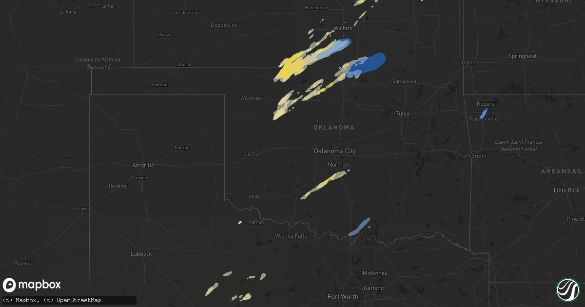 Hail map in Oklahoma on March 29, 2022