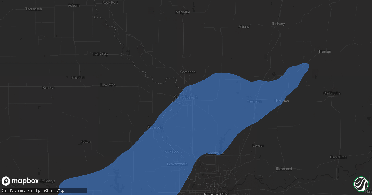 Hail map in Saint Joseph, MO on March 29, 2022
