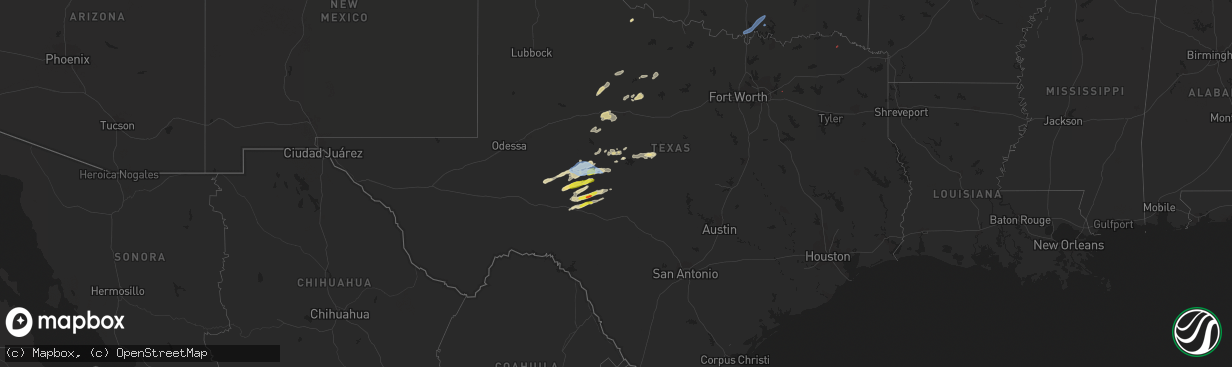 Hail map in Texas on March 29, 2022