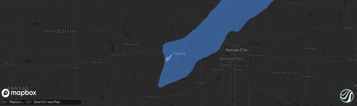 Hail map in Topeka, KS on March 29, 2022