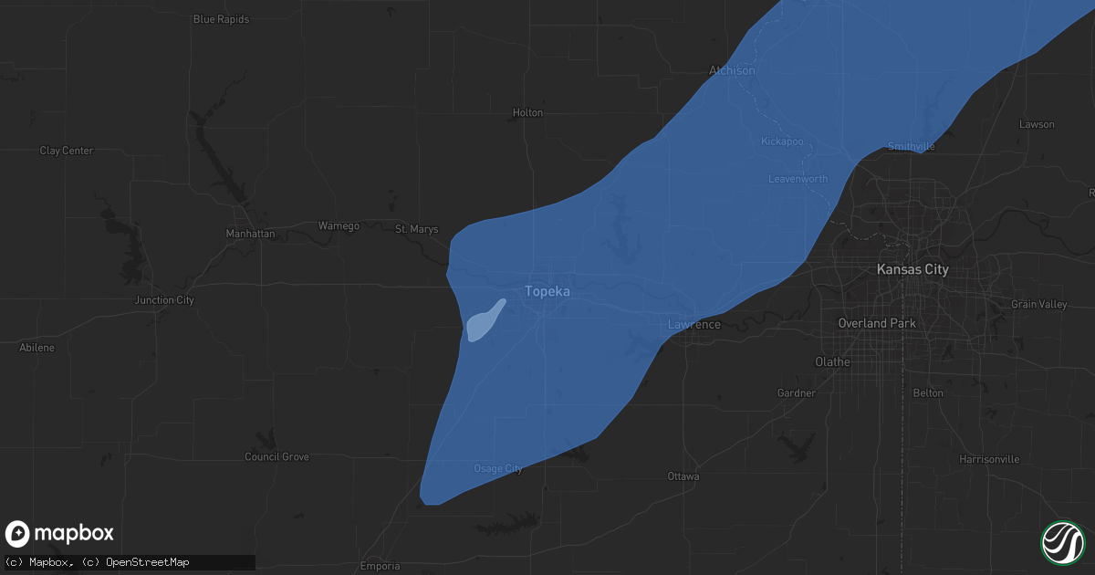 Hail map in Topeka, KS on March 29, 2022