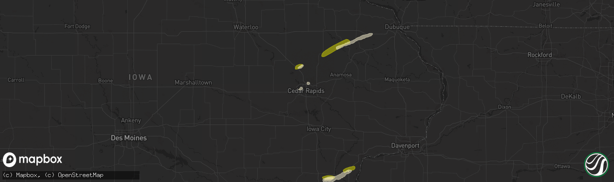 Hail map in Cedar Rapids, IA on March 29, 2024