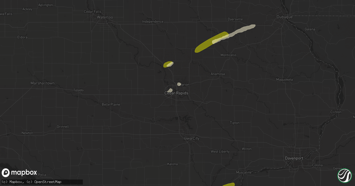 Hail map in Cedar Rapids, IA on March 29, 2024