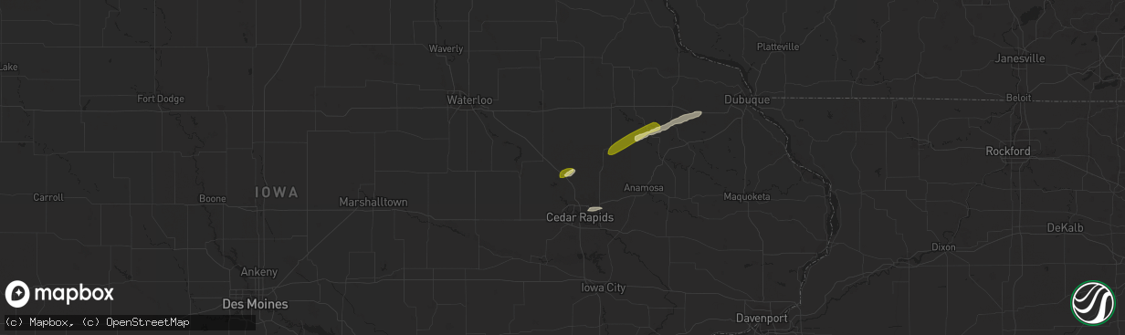 Hail map in Center Point, IA on March 29, 2024