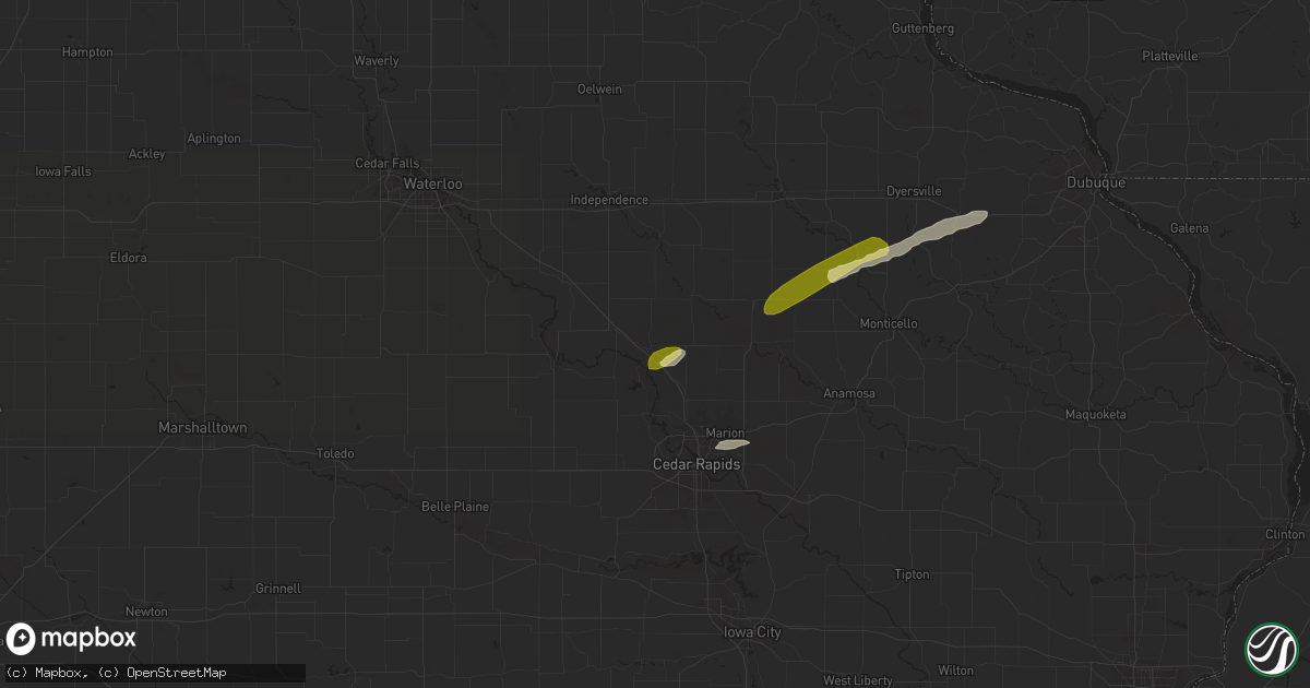 Hail map in Center Point, IA on March 29, 2024